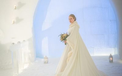 Bespoke winter wedding dress and cape